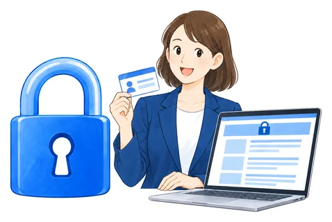錠前と会員カード、会員限定のページの画面