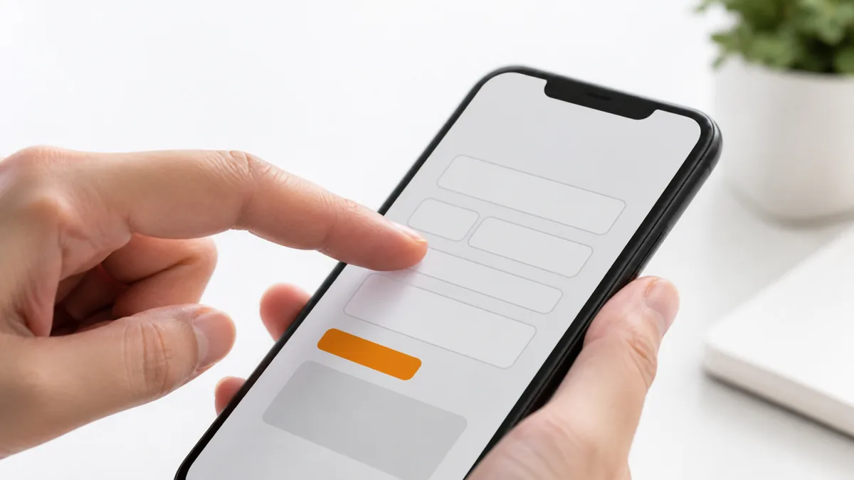 スマートフォンで問い合わせフォームの入力欄が小さく入力しづらい様子のイラスト