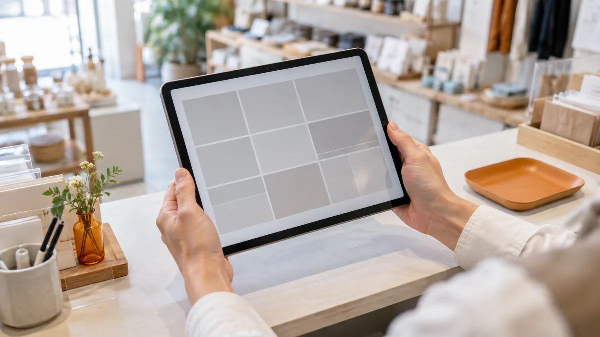 リッチメニューの画像サイズをタブレットで確認する手元